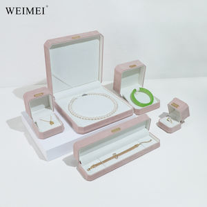 Boîte d'emballage pour bijoux en daim de forme octogonale WEIMEI, couleur rose, pour bague, collier, pendentif, bracelet, présentoir - Product Image 4