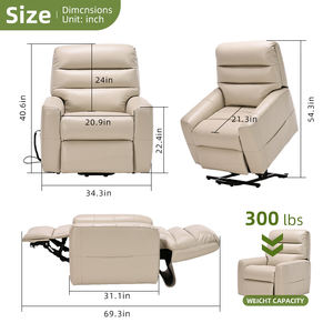 Tecforcare, silla eléctrica de doble motor para pacientes, silla elevadora de cuero para ancianos, sofá reclinable de pie para sala de estar - Product Image 4