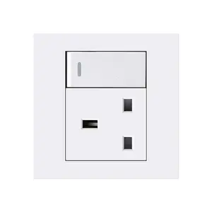 British Standard PC White 2/3 13A Square Corner Socket+1/3 10A Single Link Dual Control Power Switch EU Hotel Wholesale