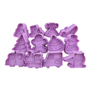 4 pcs/套DIY卡通饼干模具饼干切割机3D卡通饼干邮票ABS塑料烘焙模具饼干装饰工具