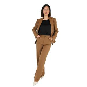 Blusa de mujer de manga larga, color negro camel, informal, para el trabajo y uso diario - Product Image 5