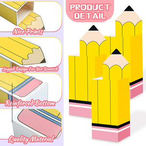 Lot de 12 boîtes à popcorn pour la <span class=keywords><strong>rentrée</strong></span> scolaire, motif crayon de dessin animé, en papier robuste, pour récompenses en <span class=keywords><strong>classe</strong></span>, collations ou cadeaux pour les élèves du primaire - Product Image 5