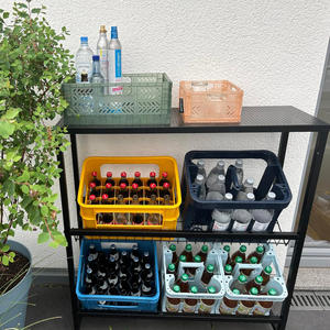 2단 독립형 스틸 음료 상자 선반 랙 물 맥주 와인용 병따개 욕실 또는 거실 수납용 - Product Image 2