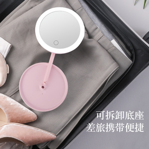 Miroir de maquillage LED rond, miroir cosmétique de bureau, miroir éclairé pour la salle de bain - Product Image 5