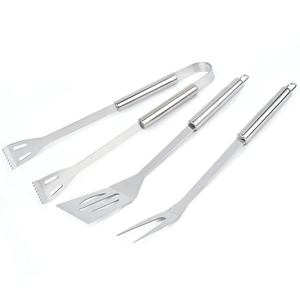 Wholesale <b>BBQ</b> Utensil Set Stainless Steel Spatula Fork Tongs Skewer Accessories with Cloth Bag Easy to Carry - Product Image 4