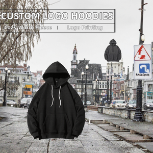 2026 Factory Wholesale Custom Logo Washed Yarn Dyed Winter Streetwear Solid Fleece Eco-Friendly <b>Polyester</b> <b>Hoodies</b> for Men - Product Image 2