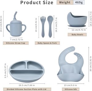 Meilleure Vente 2026 : Ensemble d'alimentation pour bébé en silicone de qualité alimentaire 15 pièces – Assiette à ventouse, bol, bavoir, cuillère-fourchette pour enfants - Product Image 2