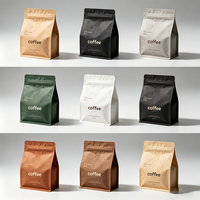 Wholesale Eco Flat Bottom Aluminum Foil Coffee Bean Bag Kraft Paper Package Pouch Custom Printed Packaging Bag with Ziplock