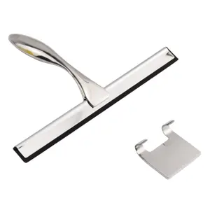 All Purpose Glass Doors Cleaning Squeegee Shower Stainless Steel Window Wiper With Over Door Hook