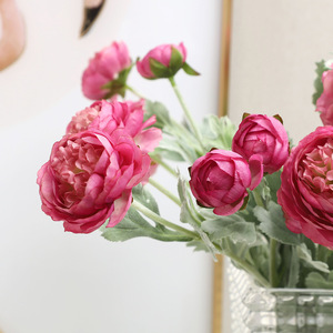 Bouquet de fleurs artificielles en soie, 20 pouces, trois têtes, toucher réel, écologique, fait main, imperméable, moderne, pour mariage, fête des mères - Product Image 4