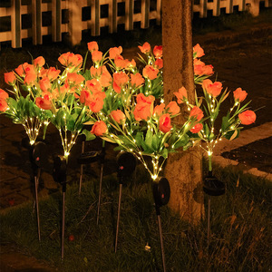 ไฟสวนพลังงานแสงอาทิตย์ 7 หัว รูปดอกกุหลาบ ไฟ LED กันน้ำสำหรับสนามหญ้า ลานบ้าน ทางเดิน - Product Image 1