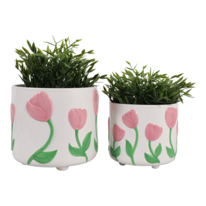 Vasi in Ceramica Dipinti a Mano con Design a Tulipano per Piante da Interno e Decorazione Casa - Product Image 2