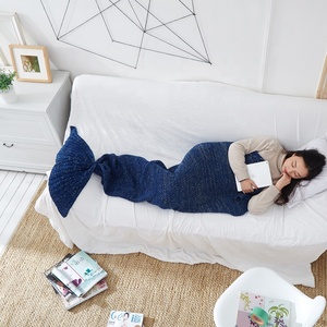 Vente directe d'usine, taille personnalisée <span class=keywords><strong>petite</strong></span> sirène 100% <span class=keywords><strong>couverture</strong></span> tricotée en acrylique pour canapé et lit pour enfants adultes de haute qualité - Product Image 3