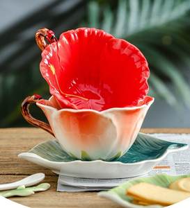 High Quality Modern Irregular Shape Colorful Enamel Porcelain <b>Teacup</b> and Saucer <b>Set</b> Eco-Friendly 180ml Capacity for Presents - Product Image 4