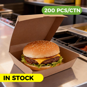 Caixa de Embalagem de Papel Kraft Descartável de Boa Qualidade para Fast Food, Embalagem Corrugada para Hambúrguer para Delivery - Product Image 2