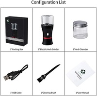 Futeng Offre Spéciale Moulin à herbes électrique automatique Mini meuleuse portable Noir Batterie 1100mAh Chargement USB Broyeur d'herbes automatique