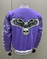 Fabricant de vestes varsity violettes avec logo personnalisé, vente en gros, vestes patchwork streetwear hip hop pour hommes