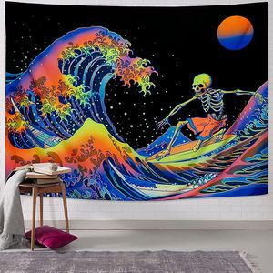 2024 personnalisé <span class=keywords><strong>psychédélique</strong></span> Fluorescent <span class=keywords><strong>UV</strong></span> tapisserie personnalisé Blacklight <span class=keywords><strong>tenture</strong></span> murale imprimé Animal tissé Aubusson Jacquard pour - Product Image 6