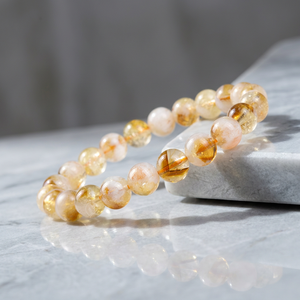 Bracelet en perles de citrine naturelle, pierre de quartz classique, bijoux unisexes - Product Image 1