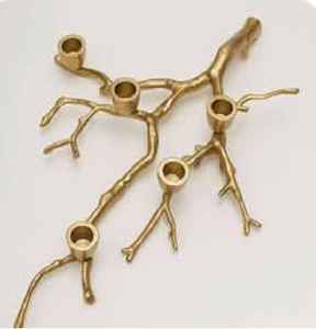 Precios directos de fábrica Portavelas de metal con forma de rama de árbol Portavelas con acabado dorado a la venta - Product Image 1
