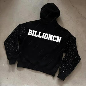 Sweat-shirts unisexes d'été personnalisés en molleton technique lourd avec appliqué vintage, effet délavé, imprimé en coton 100% et strass - Product Image 2