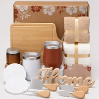 Coffret cadeau pour la nouvelle maison, bougie parfumée, planche à découper en bambou, ensemble de savons, serviettes, coffret cadeau de déménagement avec emballage personnalisé