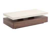 Mesa de Centro Rectangular de Estilo Industrial Minimalista, Mesa de Madera con Dos Cajones, Mesa Auxiliar para Sala de Estar, Muebles para el Hogar