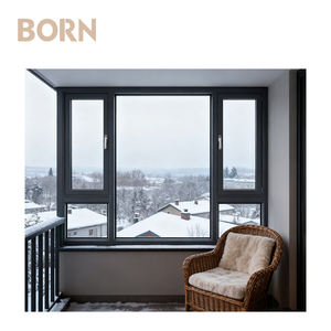 Precio bajo Excelente sellado Rotura térmica Aislamiento térmico Doble vidrio esmaltado Marco de aluminio Ventanas abatibles para invierno - Product Image 2