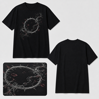 Kaos Pria Custom Motif Duri Abstrak Gothic 200gsm Katun Hitam Cetak DTG