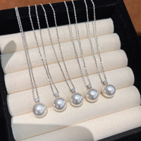 Mizzen Collier ras du cou en argent 925 avec pendentif en perle d'eau douce naturelle pour femme, rose, violet, blanc