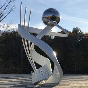 Escultura Cinética de Acero Inoxidable Abstracta y Estratificada de Gran Tamaño para Decoración de Jardín Personalizada de QUYANG, Arte Moderno para Exteriores - Product Image 6