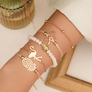 Paslanmaz Çelik Moda Takı Boncuklu Püsküllü Yıldız Ay Kalp Zarif Şık Günlük Parti Bileklikleri Bilezik Seti - Product Image 1