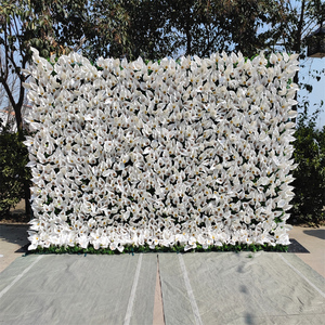 Arreglo floral en arco de tela de seda, pared de flores de rosas de seda artificial blanca para decoración de fondo de boda - Product Image 1