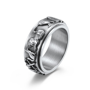 Anillo Giratorio de Acero Inoxidable con Símbolo de la Suerte del Antiguo Egipto, Adornos de Montaña y Mar, para Protección, Recuerdos de Viaje y Hol - Product Image 1