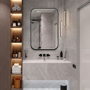 <span class=keywords><strong>Armoire</strong></span> à médicaments en plastique avec miroir de salle de bain avec cadre en métal noir - Product Image 5