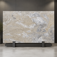 Dalle de marbre Bridge Breccia - Marbre naturel beige avec motif tourbillonnant nuageux pour comptoir, mur et sol, grande dalle finition cuir