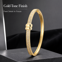OUGEPHELI Bracelet jonc rigide en argent S925 avec moissanite, plaqué or, serti pavé, bijoux fins pour femme, vente en gros