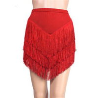 Jupe Courte de Danse Latine pour Femme, Sexy, Tricolore, Dos Nu, à Franges Irrégulières, Rouge Senba Dango 2025, en Polyester, Tutu et Jupes