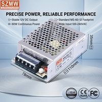 Alimentation industrielle SZMW MS-60-12 60W 12V5A à faible ondulation et anti-interférence, faible bruit pour dispositifs d'automatisation PLC et capteurs, CE RoHS