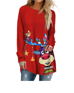 Venta al por mayor logotipo personalizado impresión gráfica Navidad moda en blanco mujeres Plaid manga larga tejido Top verano/invierno MOQ 2 uds - Product Image 6