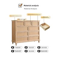 Commode en bois de pin massif de style américain, neuf tiroirs, chambre à coucher, luxe léger, meuble de rangement moderne, mobilier de maison
