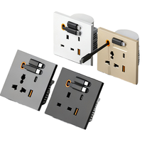 Enchufe de Pared USB Universal Retráctil Inteligente Tipo 86 de 16A y 20W con Carga Rápida, 2 Tomas de Corriente