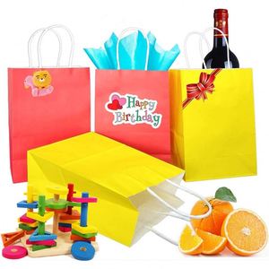 Highs Load-bearing Paper Bags <b>Smalls</b> <b>Gift</b> Kraft Paper Bags with Handles for Party Favors Eco-friendly Durable Kraft Bags - Product Image 5