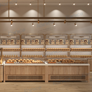 Kainice Présentoir à pain frais Armoire à plateaux en bois et métal pour pain grillé Pâtisserie Support à pain élégant avec haute visibilité - Product Image 3