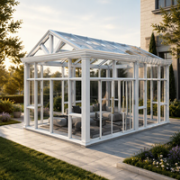 Véranda en aluminium et verre pour jardin de villa, avec double vitrage trempé