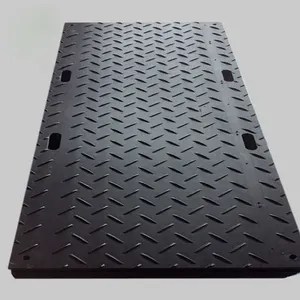 Alfombrillas de protección de suelo negras de 12mm con dos lados con tacos. 4 'x 8' plástico UHMWPE HDPE alfombra de carretera temporal