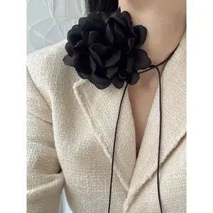 Vintage French Plantom Flower Collar Tie Neck Strap Necklace Fashion Handmade Tie Clavicle Necklace Jewelry For Gift