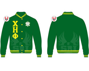 Chi Eta Phi Sorority Embroidery Women Satin Silk Jacket | Sorority Embroidered <b>Ladies</b> Custom Made Satin Bomber Jacket - Product Image 2