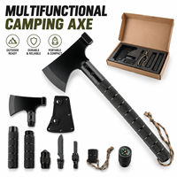 Hache de camping multifonctionnelle 10 en 1, hache de survie avec marteau, couteau, allume-feu, boussole, manche détachable