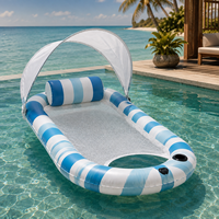 Transat gonflable pour piscine avec auvent pour adultes, flotteur aquatique en PVC recouvert de tissu avec centre et dossier en maille, logo personnalisé